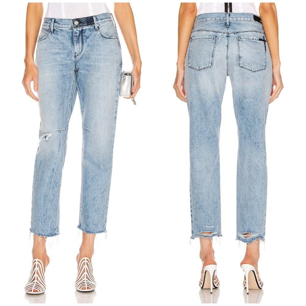 RTA Ryder Straight Leg Distressed Jeans SIZE 29 Light Blue Frayed Hem Made USA